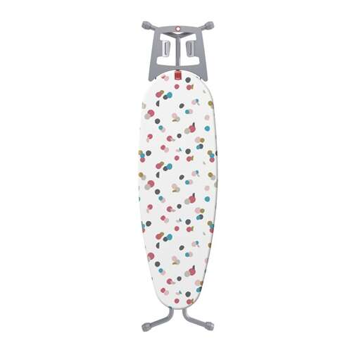 Rayen ironing board with colorful polka dot cover, adjustable height, non-slip feet