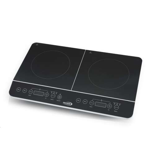 Indukcijska ploča za kuhanje Hauser IC2214 60 cm, 2 zone za kuhanje, timer i regulacija temperature, crna