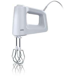 Ръчен миксер Braun HM3000, бял, с бъркалки - Кухненски робот машина, Електрически миксер за тесто, Ръчен шредер, Мелница за месо и Ръчен миксер