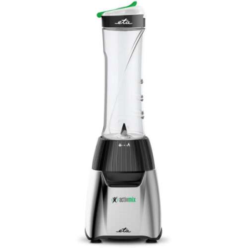 ETA Activmix portable blender, black and silver, with a clear bottle