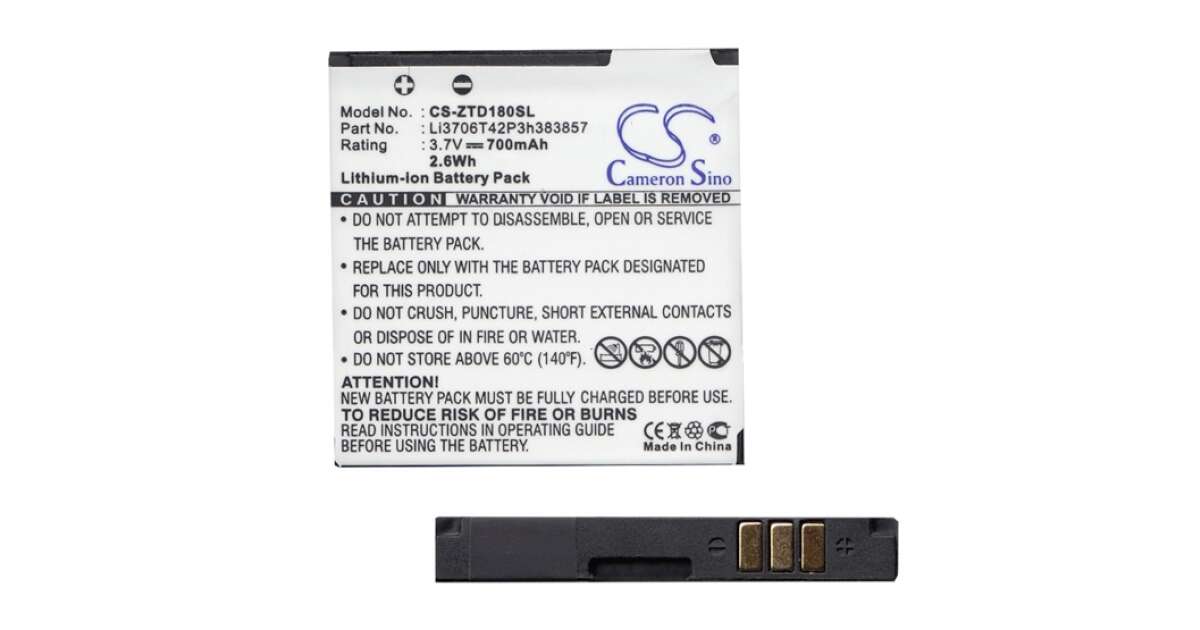 Batteria Li-Ion CellePhone Per Vodafone 125 246 E ZTE Vari Modelli – 700 MAh – Sostituisce Li3706T42P3h383857 - 4
