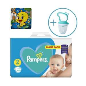 Pampers Active Baby Giant Pack Pelenkacsomag 4-8kg Mini 2 (100db) + szilikon Etetőcumi + Ajándék fa Puzzle