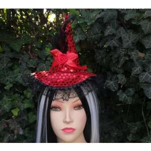 Halloween boszorkány kalap fejpánt hajpánt farsangi jelmez kiegészítő PIROS 68939097 