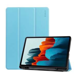 ENKAY világoskék bőrhatású trifold álló tok Samsung Galaxy Tab S8 / S7-hez S Pen tartóval - Enkay