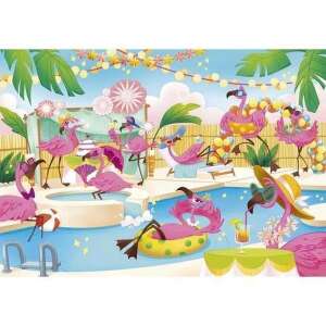 Puzzle Clementoni Flamingos Party 104 piese, cu o petrecere la piscină cu flamingo - Clementoni Puzzle