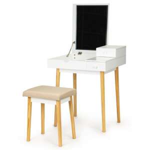 ModernHOME multifunkciós Fésülködő- és íróasztal + szék #fehér-bézs