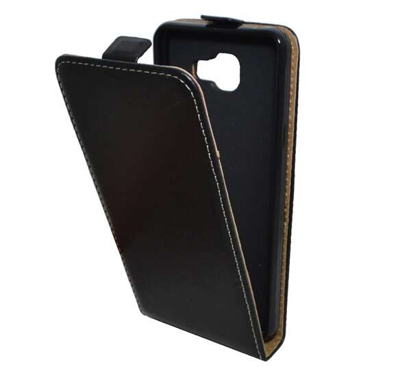 Husa in picioare, efect piele (FLIP, deschidere in jos, suport din silicon) NEGRU [Samsung Galaxy A5 (2016) SM-A510F] (5996457612710) (5996457612710)