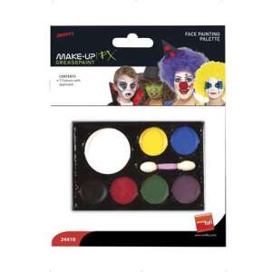 Paletka na maľovanie tváre Smiffys Make-Up FX Greasepaint so 7 farbami a aplikátorom z hubky - Farby na tvár