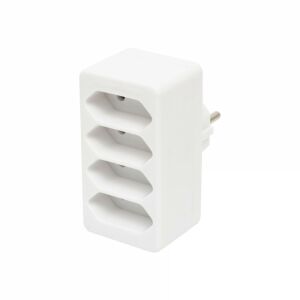 Home by Somogyi NV24WH White 4-Outlet Euro Power Strip Adapter - Power Strip
