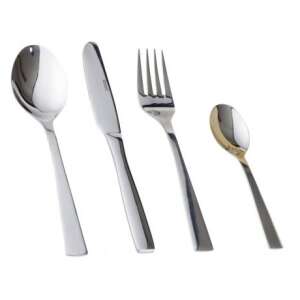 Lamart Leila 24 piece stainless steel cutlery set, showing a spoon, knife, fork, and teaspoon - Cutlery