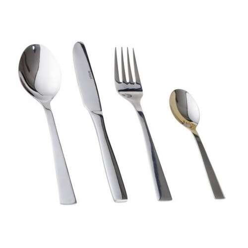 Lamart Leila 24-teiliges Besteckset aus Edelstahl, zeigt einen Löffel, ein Messer, eine Gabel und einen Teelöffel
