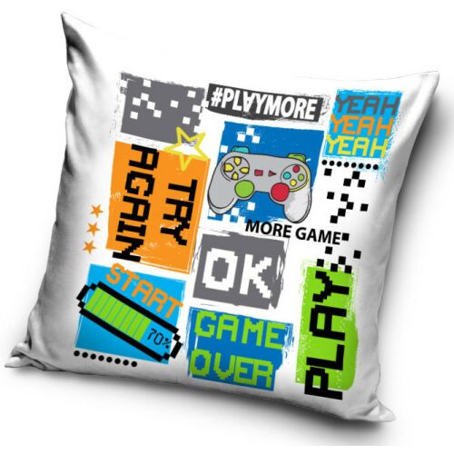 Gamer decorative pillow with playful design, 40x40 cm