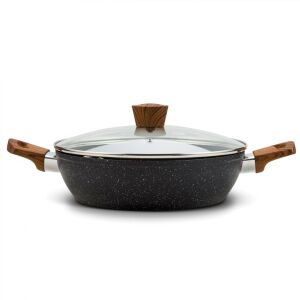 Nava 28cm Non-Stick Roasting Pan with Stone Coating and Glass Lid - Bakeware