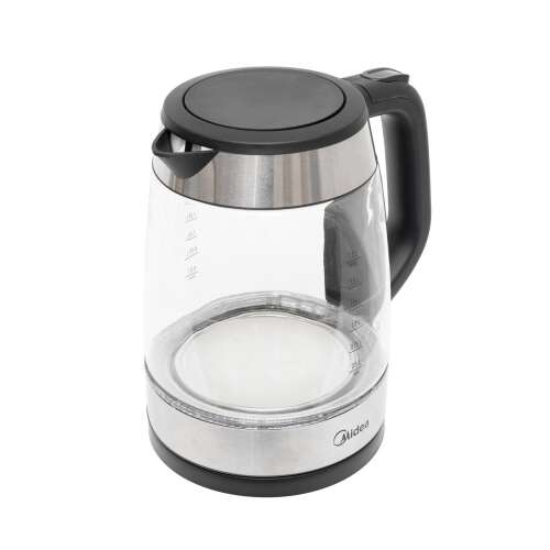 Midea üveg elektromos vízforraló rozsdamentes acél díszítéssel, 1,7 literes kapacitással