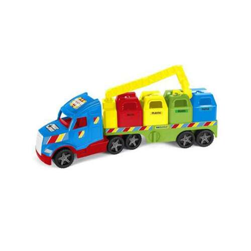 Wader Magic Truck: Selective garbage truck toy, blue and yellow, with 4 bins, for kids