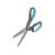 Gardena Household Scissors, blue and grey handles, stainless steel blades, angled view