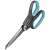 Gardena Household Scissors, blue and grey handles, stainless steel blades, angled view