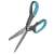 Gardena Household Scissors, blue and grey handles, stainless steel blades, angled view