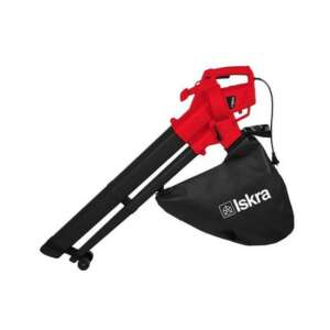 Iskra LB-3000V electric leaf blower with 40 liter bag, red and black, with wheels and shoulder strap - Leaf Blower and Vacuum