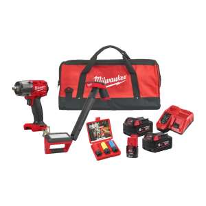 Set șurubelniță cu impact Milwaukee M18 FUEL™ cu 2 baterii, încărcător, lampă de lucru și geantă de transport - Seturi de scule electrice cu acumulator