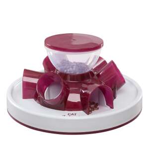 Trixie Macska Aktivitás Alagútos Etető, 28cm/14cm, piros és fehér, lassú etetéshez és mentális stimulációhoz - Evéslassító kisállat tál