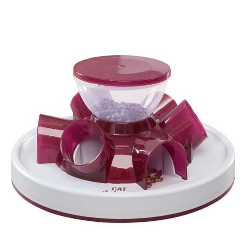 Trixie Macska Aktivitás Alagútos Etető, 28cm/14cm, piros és fehér, lassú etetéshez és mentális stimulációhoz