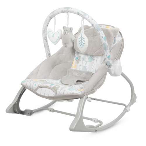 Kidwell Pino rezgő-zenélő pihenőszék macis mintával, szürke színben