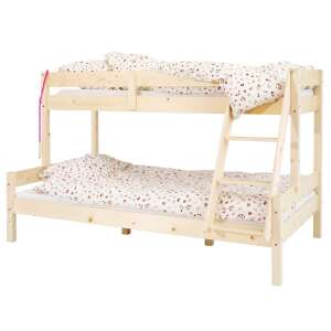 HABE családi ágy, 3 személyes, matracokkal, 80x200 cm, 120x200 cm, természetes lakkozással 69126663 