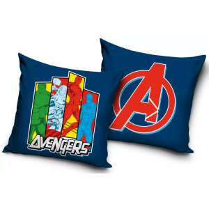 Avengers Kissen, 40x40 cm, blau, mit Avengers Logo und Charakteren - Carbotex