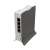 MikroTik hAP ax lite LTE6 router, white and grey, side view