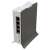 MikroTik hAP ax lite LTE6 router, white and grey, side view