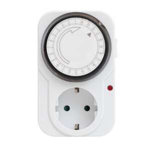 White mechanical timer switch with a 24-hour dial and a European plug - Home by Somogyi