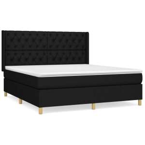 Fekete szövet rugós ágy matraccal 160x200 cm 69133729 