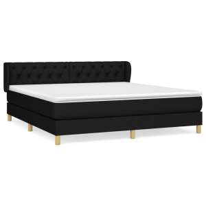 Fekete szövet rugós ágy matraccal 160x200 cm 69147858 