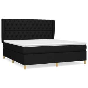 Fekete szövet rugós ágy matraccal 160x200 cm 69148444 