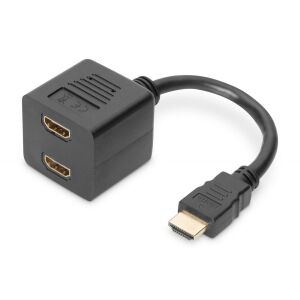DIGITUS Adapter HDMI do 2x HDMI, czarny, krótki kabel - Koncentrator HDMI
