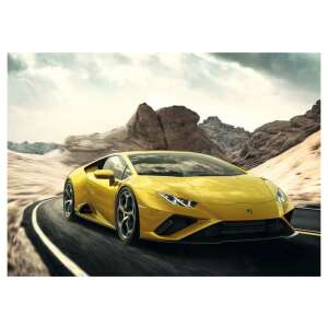 Lamborghini Huracan EVO, yellow sports car, desert landscape, Ravensburger puzzle - Puzzle