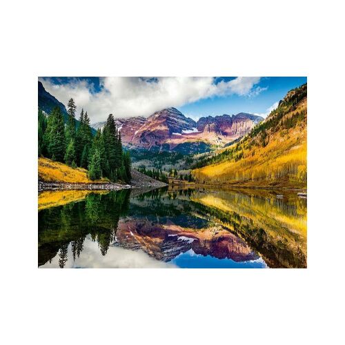 Peisaj montan Aspen Colorado reflectat în lac, imagine pitorească pentru puzzle