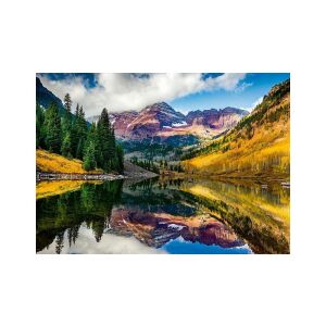 Horská krajina Aspen Colorado odrážajúca sa v jazere, malebný obrázok pre puzzle - Puzzle