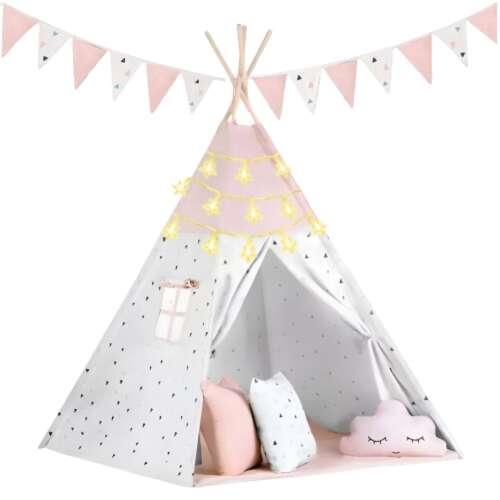 Pepita Indian tent with light string and cushion #pink 81543992