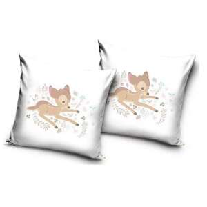 Disney Bambi párnahuzat, 40x40 cm, fehér, virágmintával - Párnahuzat