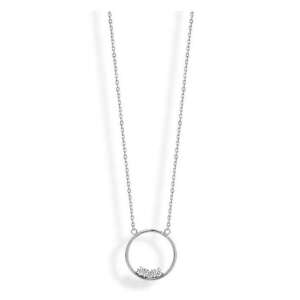 Victoria ezüst színű nyaklánc fehér kövekkel, rozsdamentes acél medál nyaklánc - Női nyaklánc