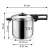 GrandCHEF Kukta 7.5 l nyomásfőző méretei, 43 cm magas, 26 cm széles, 21 cm mély, 18 cm átmérő, 22 cm átmérő