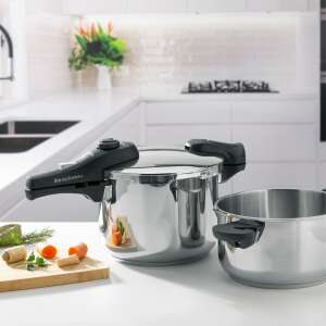 BIO EXCLUSIVE+ Duo Schnellkochtopf-Set, 4.0L und 6.0L Edelstahltöpfe mit Universaldeckel - Tescoma