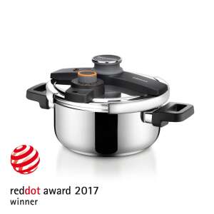 Tescoma ULTIMA 4.0 l Schnellkochtopf, Edelstahl, schwarze Griffe, red dot award Gewinner 2017 - Tescoma