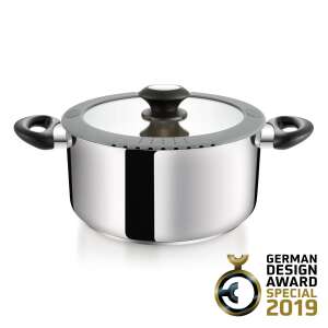 SmartCOVER stainless steel pot with glass lid, 24 cm diameter, 5 liter capacity - Pot