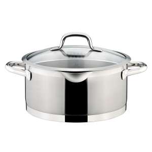 PRESIDENT stainless steel pot with glass lid, 24 cm diameter, 5 liter capacity - Pot