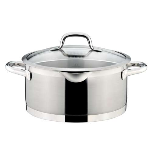 PRESIDENT stainless steel pot with glass lid, 24 cm diameter, 5 liter capacity