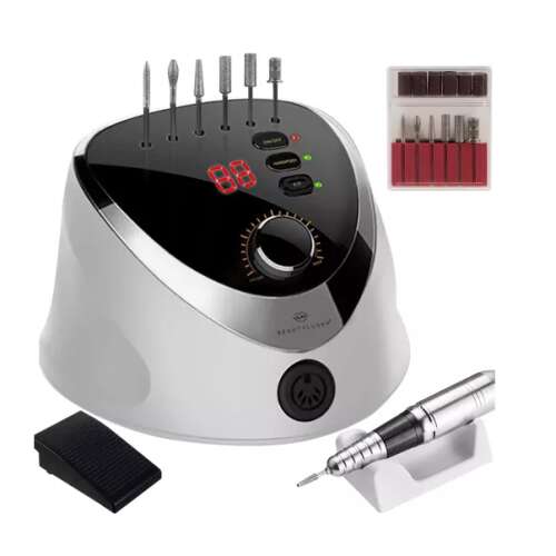 Beautylushh pedálos Műköröm csiszológép LED kijelzővel és fejekkel #fehér-fekete 69226512