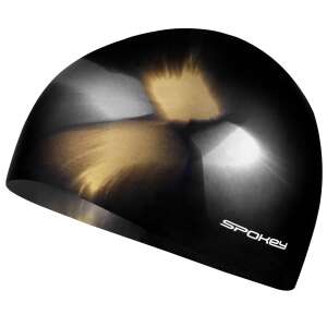 Spokey Abstract III silicone swimming cap in black, gold, and silver color - Swimming Gear